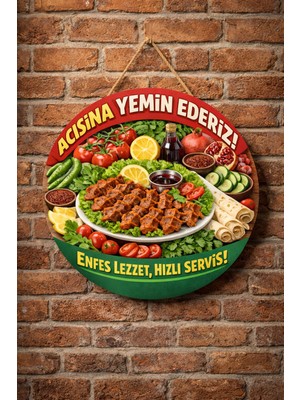 Mayeka Çiğ Köfte Dükkanı Için Duvar Kapı Tablo Süsü Ahşap Askılı Pano Tabela No 13