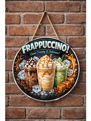 Mayeka Cafe Restoran Için Frappuccino Kahve Duvar Kapı Tablo Süsü Ahşap Askılı Pano Tabela No 5