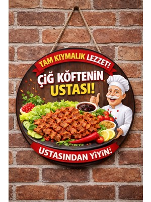 Mayeka Çiğ Köfte Dükkanı Için Duvar Kapı Tablo Süsü Ahşap Askılı Pano Tabela No 17