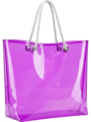Neon Şeffaf Pvc Plaj & Günlük Tote Çanta 20LITRE Hacim – Halat Saplı Modern Tasarım