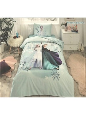 Özdilek Disney Kapitoneli Nevresim Takımı Ranforce Mint Frozen Leaves