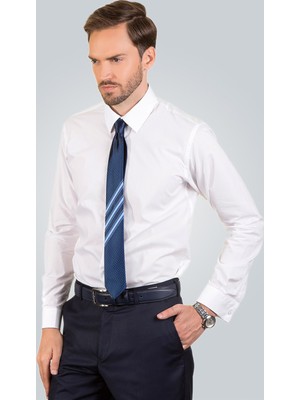Tudors Slim Fit Uzun Kollu Pamuklu Kolay Ütü Erkek Beyaz Gömlek