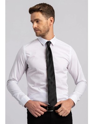 Tudors Slim Fit Pamuklu Kolay Ütü Erkek Beyaz Gömlek
