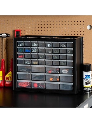 Misda Store Ohyama 44 Çekmece Parçaları ve Donanım Dolabı, Siyah