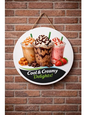 Mayeka Cafe Restoran Için Frappuccino Kahve Duvar Kapı Tablo Süsü Ahşap Askılı Pano Tabela No 3