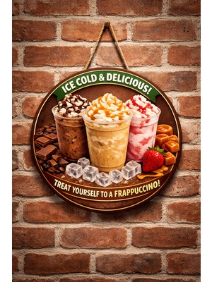Mayeka Cafe Restoran Için Frappuccino Kahve Duvar Kapı Tablo Süsü Ahşap Askılı Pano Tabela No 14