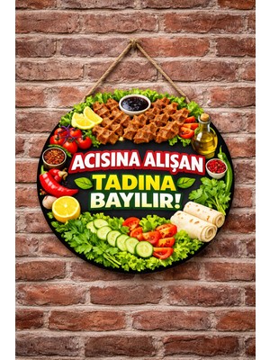 Mayeka Çiğ Köfte Dükkanı Için Duvar Kapı Tablo Süsü Ahşap Askılı Pano Tabela No 1