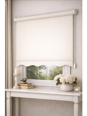 YZNHOME  Ekru Zebra Stor Perde Güneşlik Eteği Dilimli Ithal Kumaş