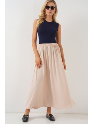 Uzun Ayrobin Etek 8050 - Bej