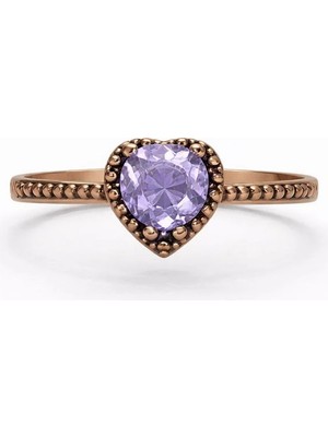 Kalpli Lila Taşlı Bakır Kaplama Yüzük