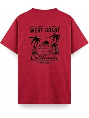 Oksit West Coast Surfriders California Baskılı Erkek Unisex Oversize Tişört Büyük Beden Tshirt