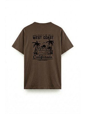 Oksit West Coast Surfriders California Baskılı Erkek Unisex Oversize Tişört Büyük Beden Tshirt