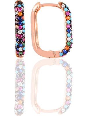 Rose Renkli Zirkon Taşlı Söğütlü Silver 925 Ayar Gümüş Trend Küpe Kadın Kullanıcı İçin