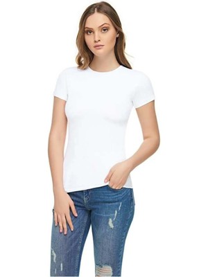 Elit Kadın Beyaz Kısa Kollu Badi-Beyaz-M