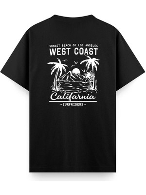 Oksit West Coast Surfriders California Baskılı Erkek Unisex Oversize Tişört Büyük Beden Tshirt