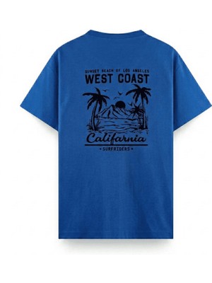 Oksit West Coast Surfriders California Baskılı Erkek Unisex Oversize Tişört Büyük Beden Tshirt
