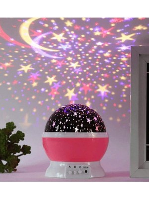 Leaf Shop Renkli ve Dönen Star Master Projeksiyon Gece Lambası Pembe