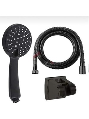 Leaf Shop 5 Fonksiyonlu Yüksek Basınçlı Duş Başlığı Mafsalı 150 cm Hortum Siyah Veya Beyaz (Siyah)