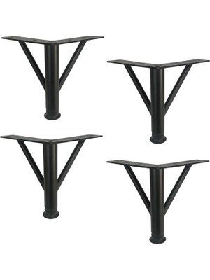 Leaf Shop 4 Adet Firkete Ayak Metal 15 cm Mat Siyah Mobilya Koltuk Ayağı