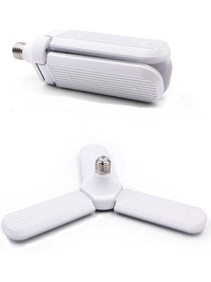 Leaf Shop LED Ampul 3 Kollu Katlanabilir Cata 42W 6400K Beyaz Işık Yaprak LED Ampul