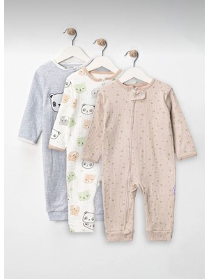 Kız Bebek Erkek Bebek 3'lü Tulum Set % 100 Pamuk 9-12-18 Ay
