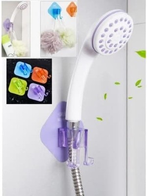 Leaf Shop Renkli Kendinden Yapışkanlı Duş Başlık Tutucu ve Lif Askısı Aparat Banyo Düzenleyici
