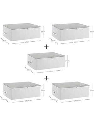 Leaf Shop Home Textile 5'li Orta Boy Gri Çizgili Stuff & Things Hurç Set 52 x 28 x 21 cm