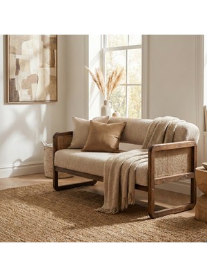 Alaves Hazeran Jüt Bohem Ikili Berjer Ceviz Ahşap, Sütlü Kahve