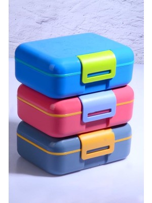 Leaf Shop 3 Adet Design Kendinden Kaşıklı 5 Bölmeli 2 Katlı Beslenme Kutusu