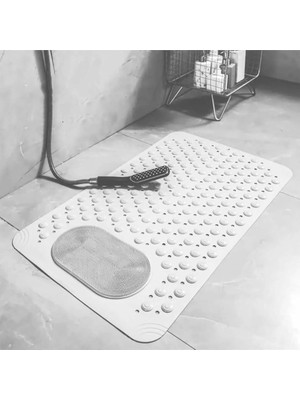 Leaf Shop Home 1 Adet Vantuzlu Banyo ve Duş Kaydırmazı Duşa Kabin Küvet Içi Vantuzlu Banyo Paspası Beyaz Renk 36 x 69,5 cm