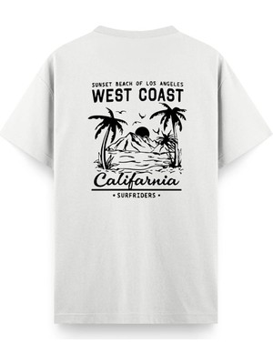 Oksit West Coast Surfriders California Baskılı Erkek Unisex Oversize Tişört Büyük Beden Tshirt