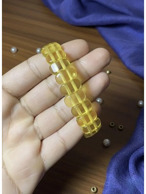 Meneva Aksesuar Şeffaf Sarı Beyrut Kehribar Bileklik
