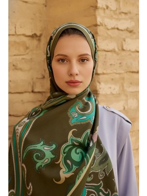 Yeşil Ed Scarf Bramble Floş Viskon Şal