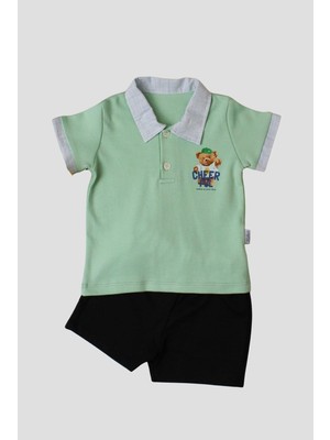 Chicsy Baby Tatlı Ayıcık Desenli Yaka Detaylı 2\'li Alt Üst Takım