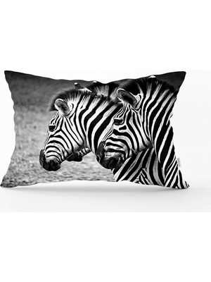 Misda Store Modern Zebra Desen Dijital Baskılı Dikdörtgen Yastık Kırlent Kılıfı