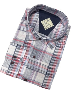 Gömlek Galerisi Klasik Kesim Ekoseli Pamuk Uzun Kollu Erkek Gömlek