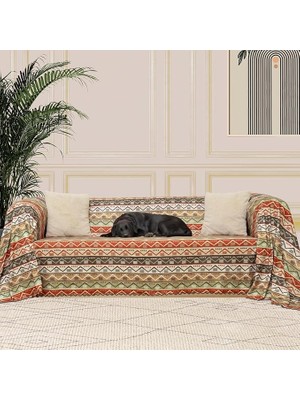 Misda Store Concept Softmicro Boho Etnik Desenli Mikrofiber Koltuk Örtüsü ve Şalı, Kaymaz 180X220 cm