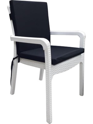 Misda Store Bahçe Balkon Salon Siyah Sandalye Minderi (Arkalıklı)