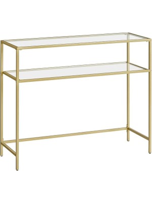 Misda Store Konsol Sehpası, Yan Sehpa, Sert Cam Yüzey, Modern Koltuk Sehpası, Kolay Kurulum, Ayarlanabilir Ayaklar, Oturma Odası, Koridor, Altın Rengi Şeffaf LGT025A01