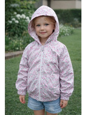 Chicsy Baby Tatlı Kız Çocuk Çift Taraflı Kapüşonlu Çiçek Desenli Premium Yağmurluk