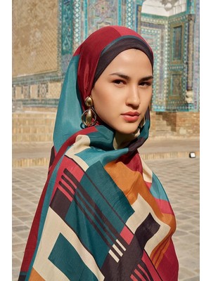 Mürdüm Ed Scarf Clover Floş Viskon Şal