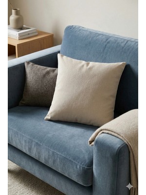 Düz Renk Çift Taraflı Bej Renk Yastık Kırlent Kılıfı SHKRL027