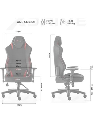 Misda Store Anka Kumaş Profesyonel Oyuncu Koltuğu Kırmızı/siyah