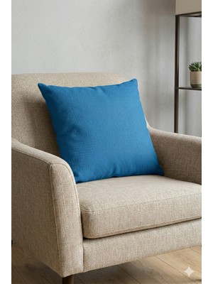 Düz Renk Çift Taraflı Mavi Renk Yastık Kırlent Kılıfı SHKRL021