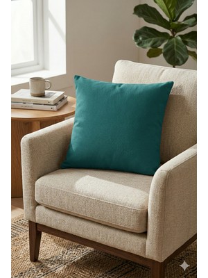 Düz Renk Çift Taraflı Petrol Yeşili Yastık Kırlent Kılıfı SHKRL019