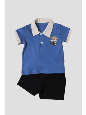 Chicsy Baby Tatlı Ayıcık Desenli Yaka Detaylı 2\'li Alt Üst Takım