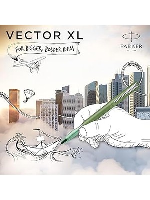 Misda Store Vector Xl Tükenmez Kalem | Pirinç Üzerine Metalik Yeşil Lake | Siyah Mürekkep Doldurmalı Ince Nokta | Hediye Kutusu