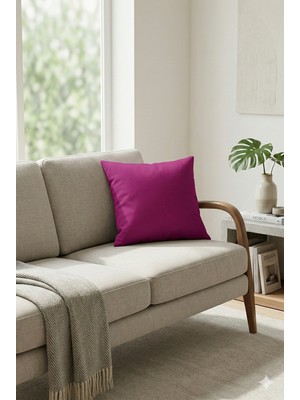 Düz Renk Çift Taraflı Fuşya Rengi Yastık Kırlent Kılıfı SHKRL015