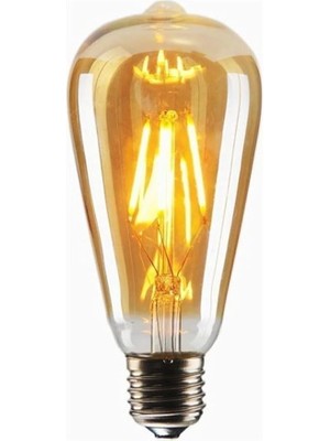 Misda Store Tipi Edison Model Filament Tasarruflu ST64 LED Rustik Dekoratif Ampul Vintage Aydınlatma (1, 6 Watt ST64)