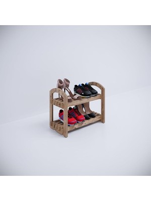 Misda Store Demonte Portatif 2 Raflı Küçük Ayakkabılık Çok Amaçlı Dolap Antre Hol Kapı ÖNÜ%100 Mdf (Atlantik Çam)